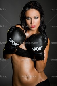 Sexy woman boxing